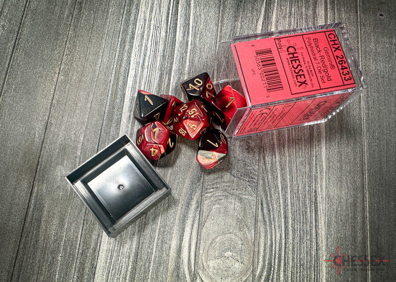 Gemini Black-Red/gold Polyhedral 7-Dice Set