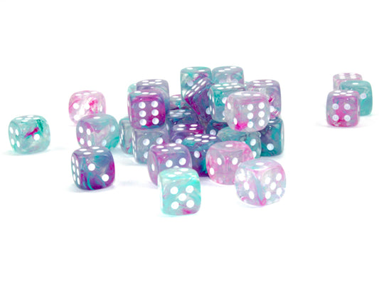 Nebula Wisteria/white Luminary 12mm d6 Dice Block (36 dice)