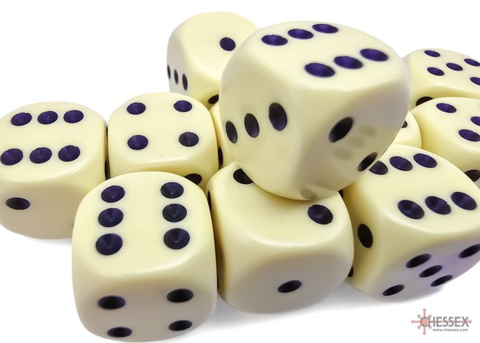 Chessex: Opaque 16mm d6 Pastel Yellow/black Dice Block (12 dice)