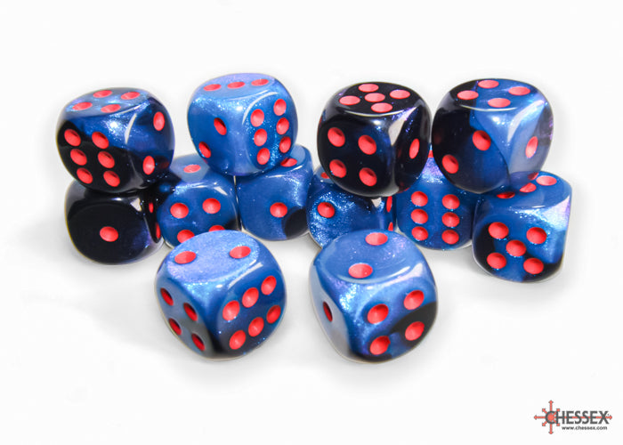 Chessex: Gemini Black-Starlight/red 16mm d6 Dice Block (12 dice)