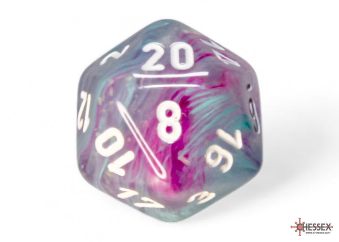 Nebula Wisteria/white Luminary Polyhedral 7-Dice Set