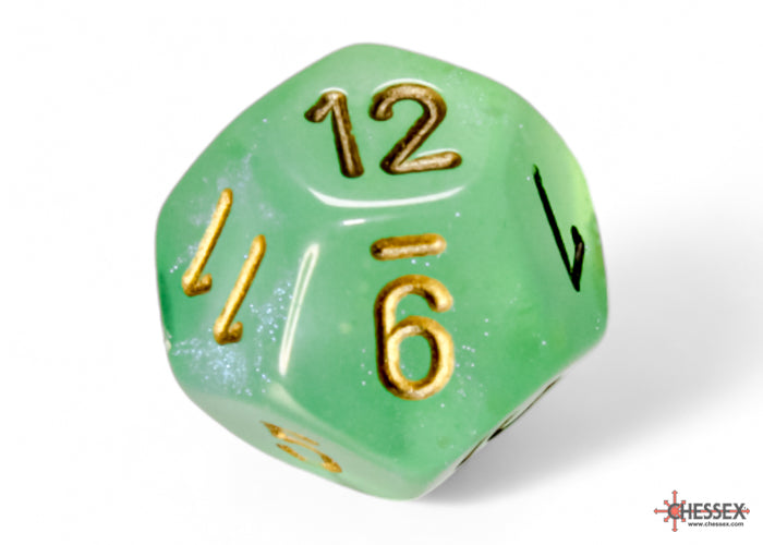 Borealis Light Green/gold Luminary Polyhedral 7-Dice Set
