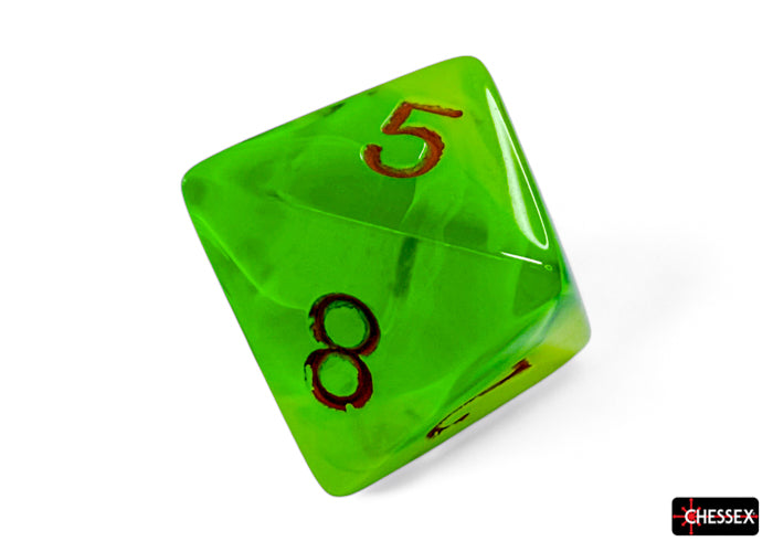 Gemini Plasma Green-Teal/orange Luminary Polyhedral 7-Dice Set