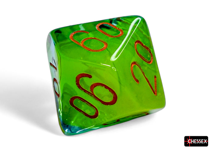 Gemini Plasma Green-Teal/orange Luminary Polyhedral 7-Dice Set