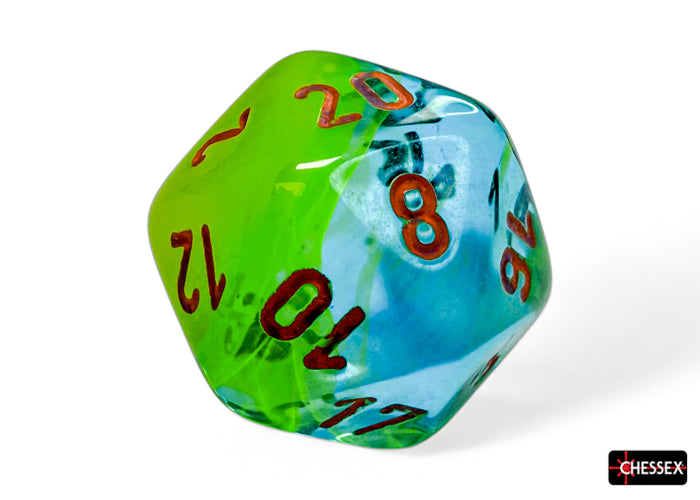 Gemini Plasma Green-Teal/orange Luminary Polyhedral 7-Dice Set