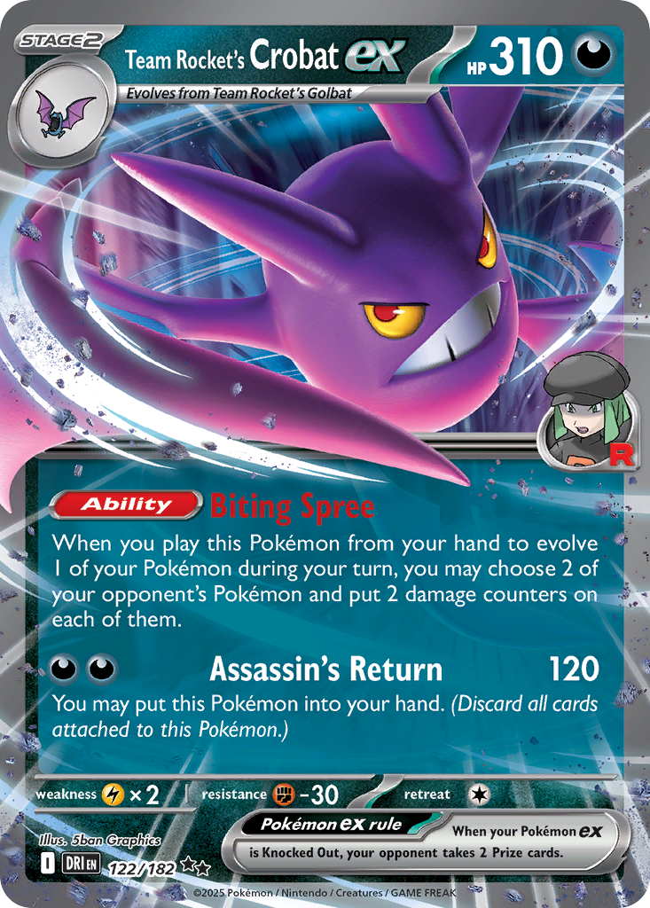 Team Rocket's Crobat ex - Destined Rivals 122/182 (Foil) - Near Mint