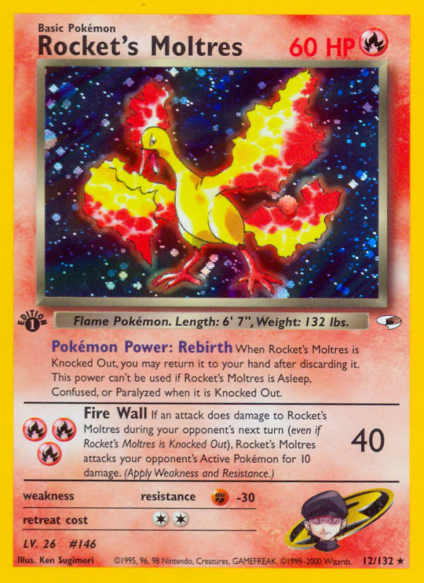 Rocket's Moltres - Gym Heroes 12 (Foil) - Moderately Played