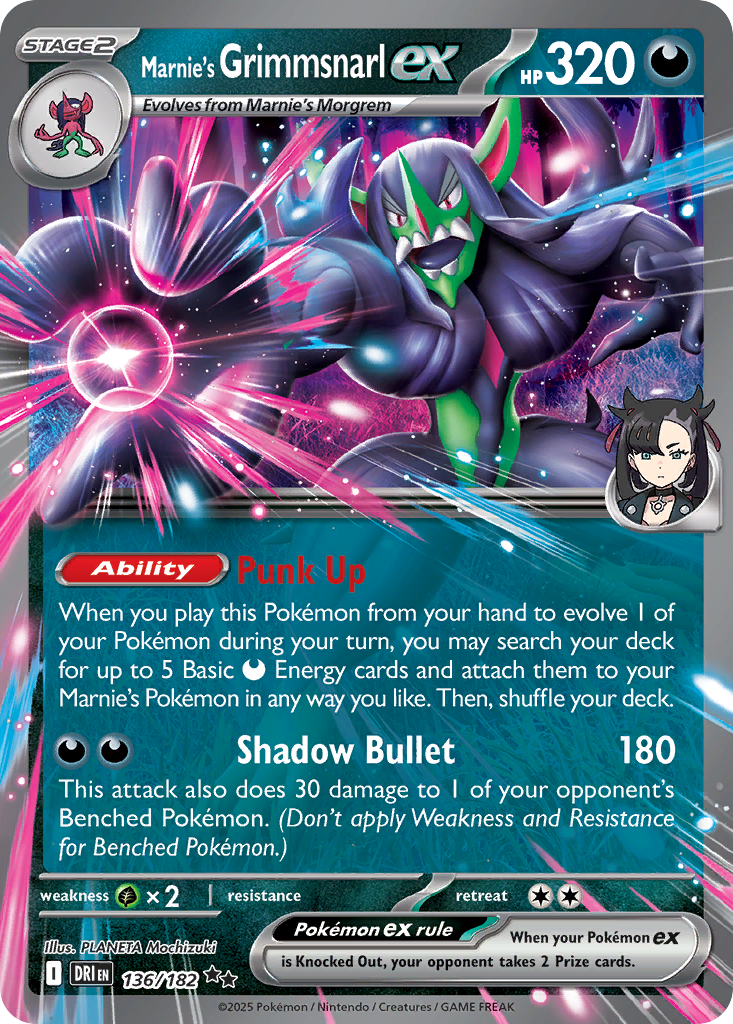 Marnie's Grimmsnarl ex - Destined Rivals 136/182 (Foil) - Near Mint