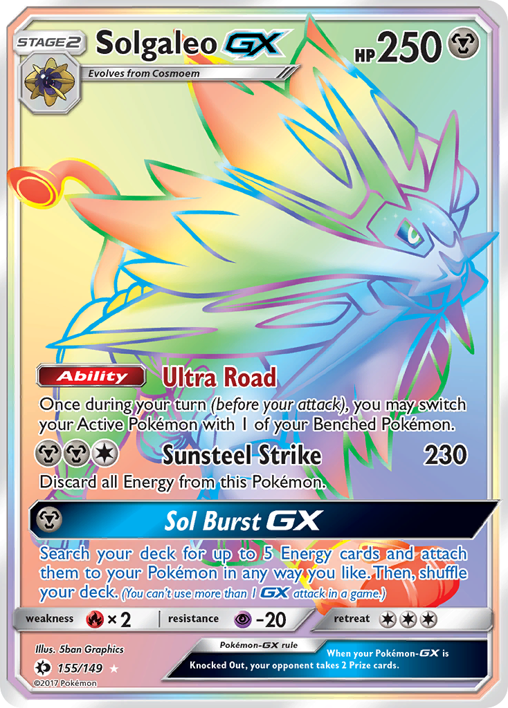 Solgaleo GX (Secret) - Sun & Moon 155 (Foil) - Near Mint
