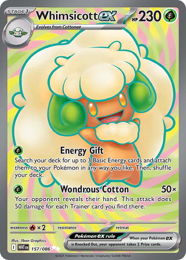 Whimsicott ex - White Flare 157/086 (Foil) - Near Mint