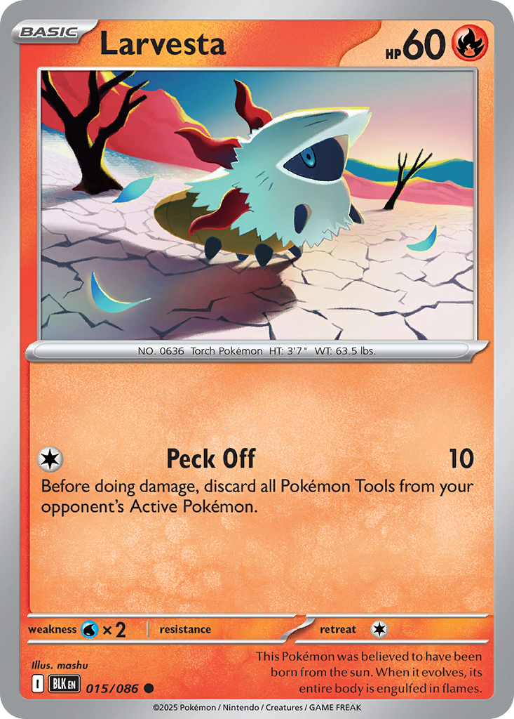 Larvesta (Poke Ball Pattern) - Black Bolt 015/086 (Foil) - Near Mint