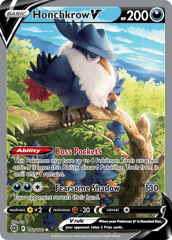 Honchkrow V (Alternate Full Art) - Brilliant Stars 162/172 (Foil) - Near Mint - Ungraded