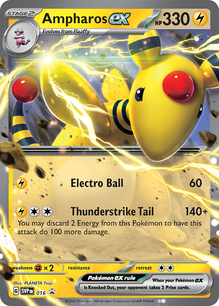 Ampharos ex - Scarlet & Violet Promo 16 (Foil) - Heavily Played