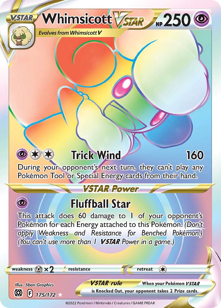 Whimsicott VSTAR (Secret) - Brilliant Stars 175/172 (Foil) - Near Mint