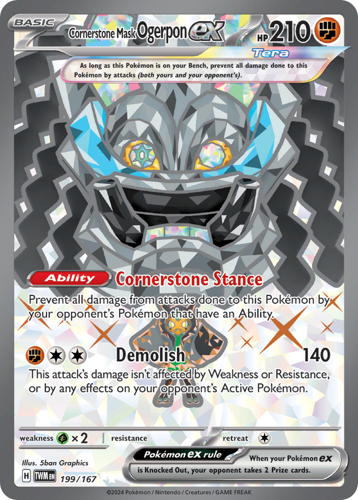Cornerstone Mask Ogerpon ex - Twilight Masquerade 199/167 (Foil) - Lightly Played