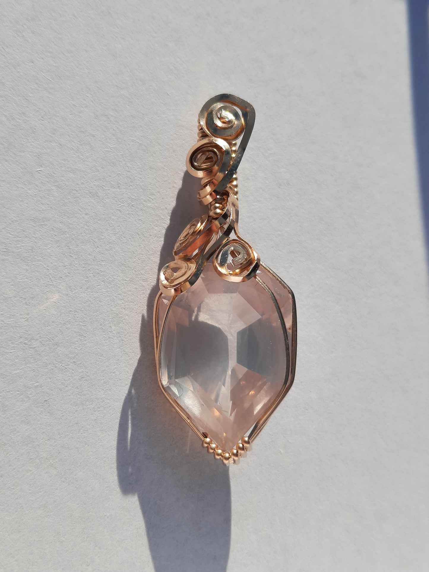 Peach Moonstone Copper wrap Pendant