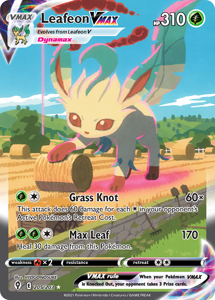 Leafeon VMAX (Alternate Art Secret) - Evolving Skies 205/203 (Foil) - Lightly Played