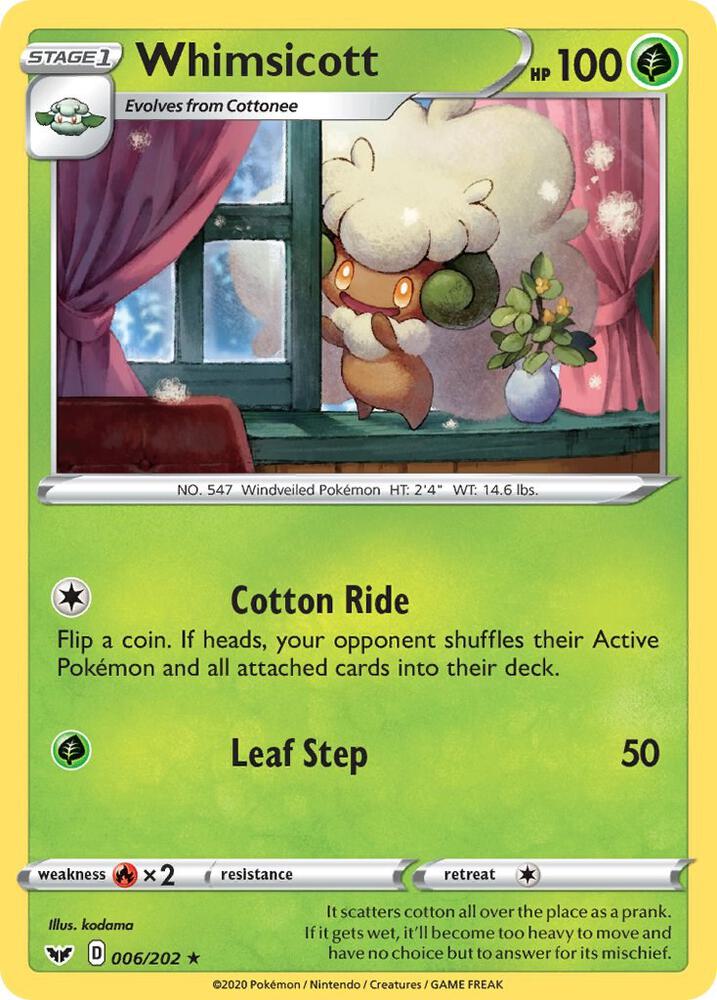 Whimsicott - Sword & Shield Base Set 006/202 - Near Mint