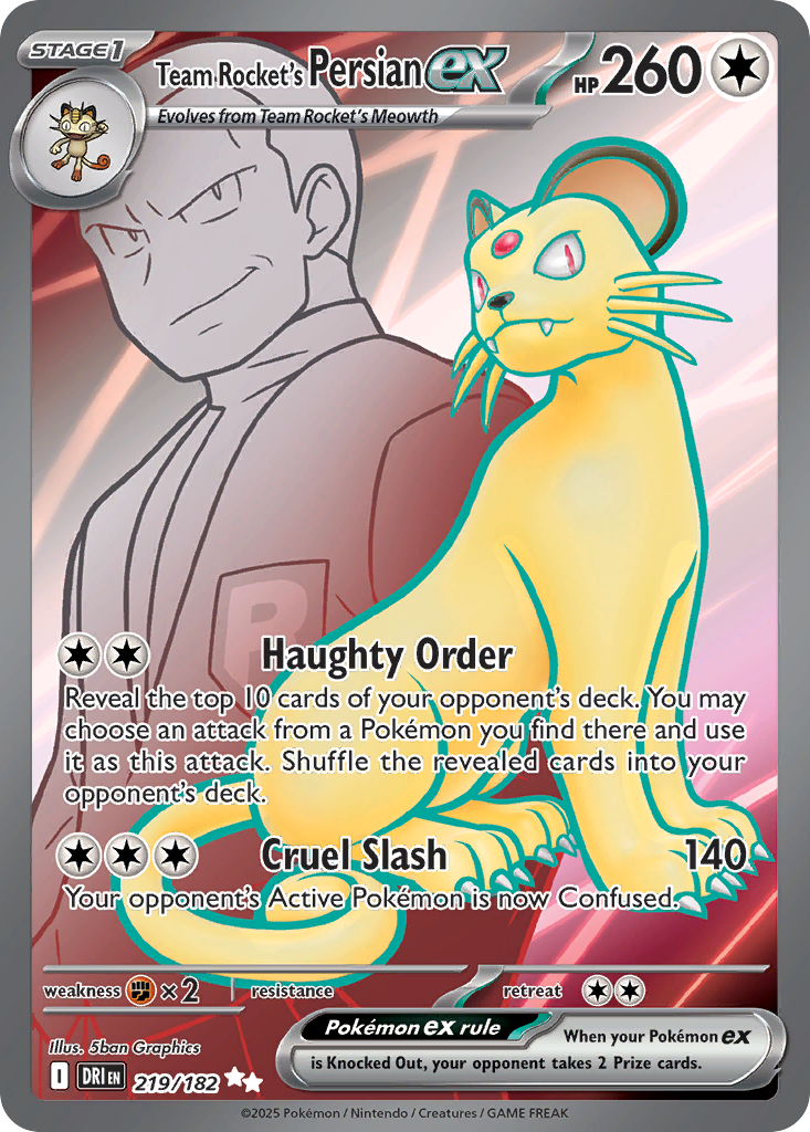 Team Rocket's Persian ex - Destined Rivals 219/182 (Foil) - Near Mint