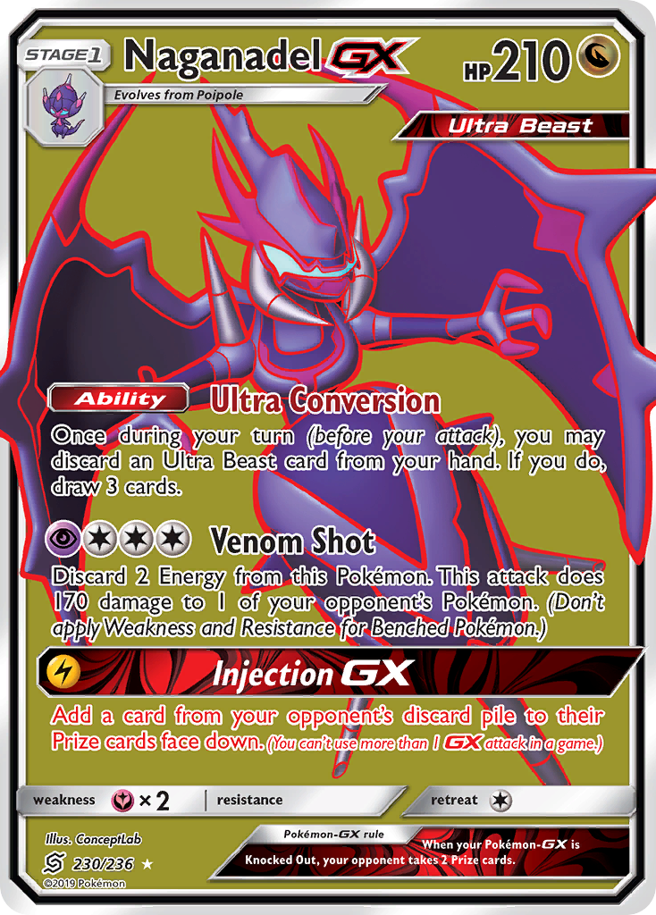Naganadel GX (Full Art) - Unified Minds 230/236 (Foil) - Damaged