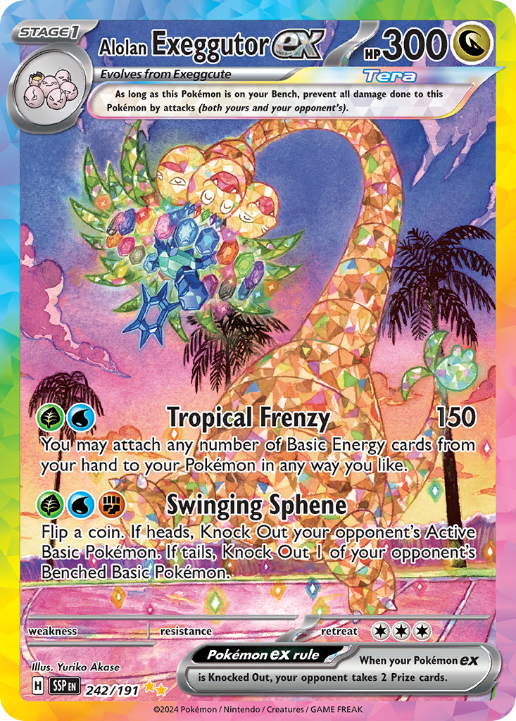 Alolan Exeggutor ex - Surging Sparks 242/191 (Foil) - Near Mint - Ungraded