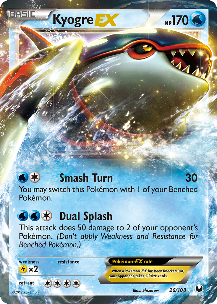 Kyogre EX - Dark Explorers 26 (Foil) - Lightly Played - Ungraded