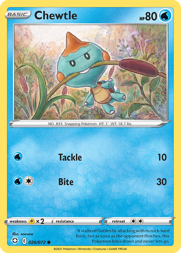 Chewtle - Shining Fates 026/072 (Foil) - Near Mint