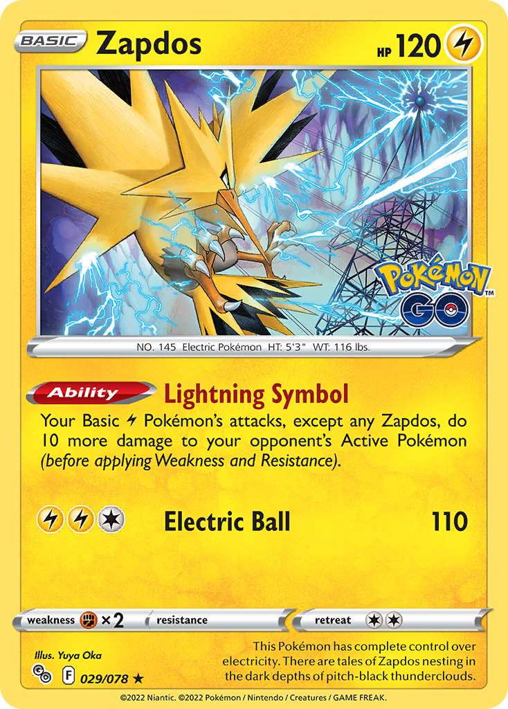 Zapdos - Pokemon Go 029/078 (Foil) - Near Mint