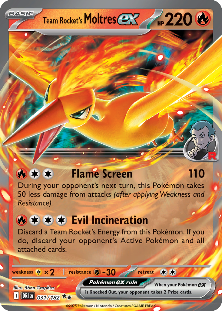 Team Rocket's Moltres ex - Destined Rivals 031/182 (Foil) - Moderately Played - Ungraded