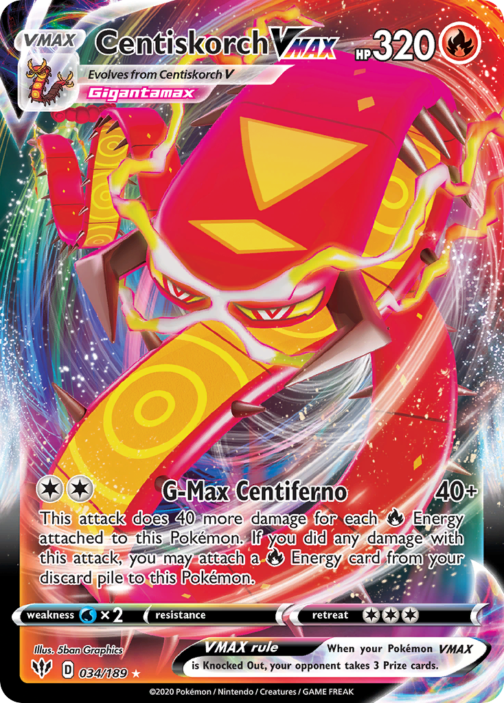 Centiskorch VMAX - Darkness Ablaze 034/189 (Foil) - Near Mint