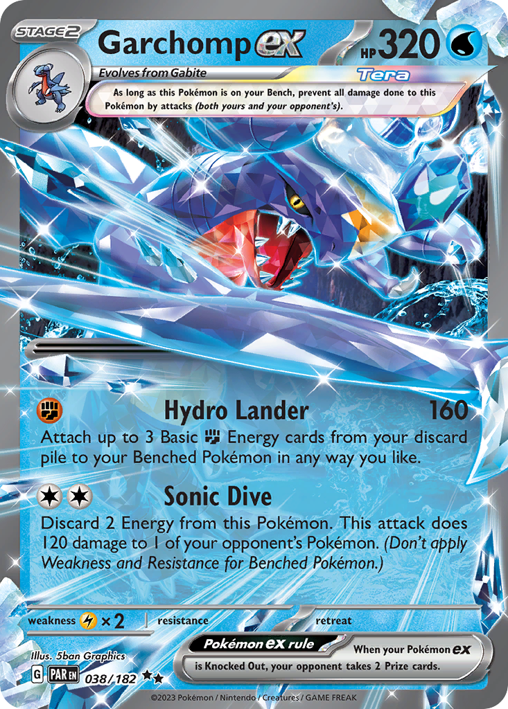 Garchomp ex - Paradox Rift 038/182 (Foil) - Near Mint