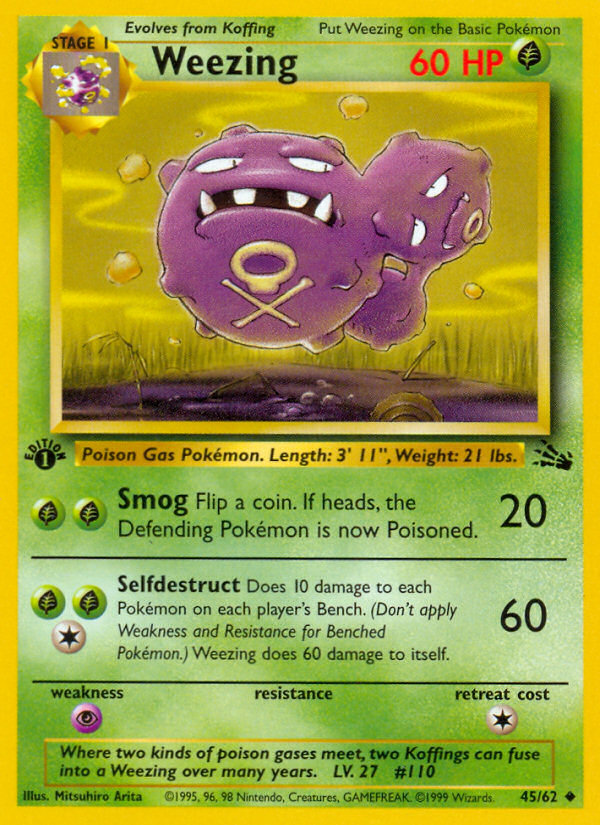 Weezing - Fossil 45 - Lightly Played - Ungraded
