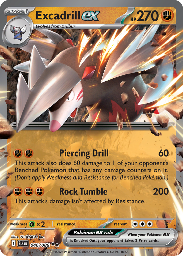 Excadrill ex - Black Bolt 046/086 (Foil) - Near Mint