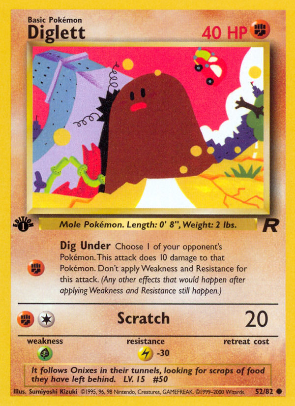 Diglett - Team Rocket 52 (1st Edition) - Lightly Played