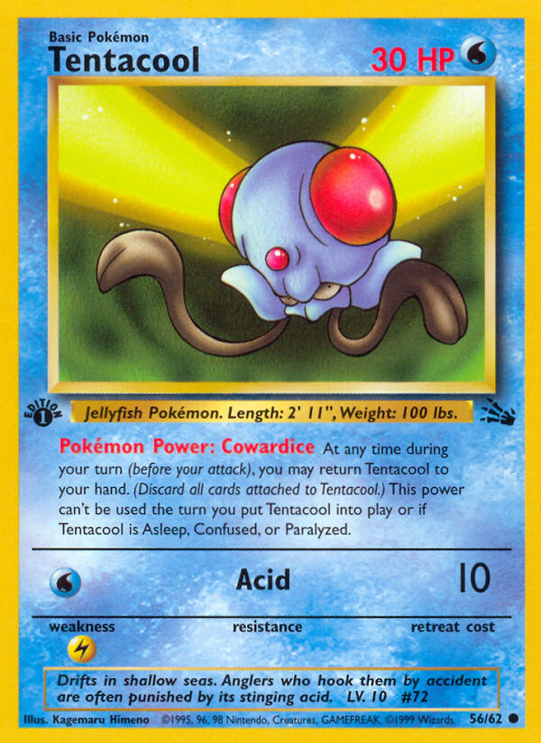 Tentacool - Fossil 56 - Near Mint - Ungraded