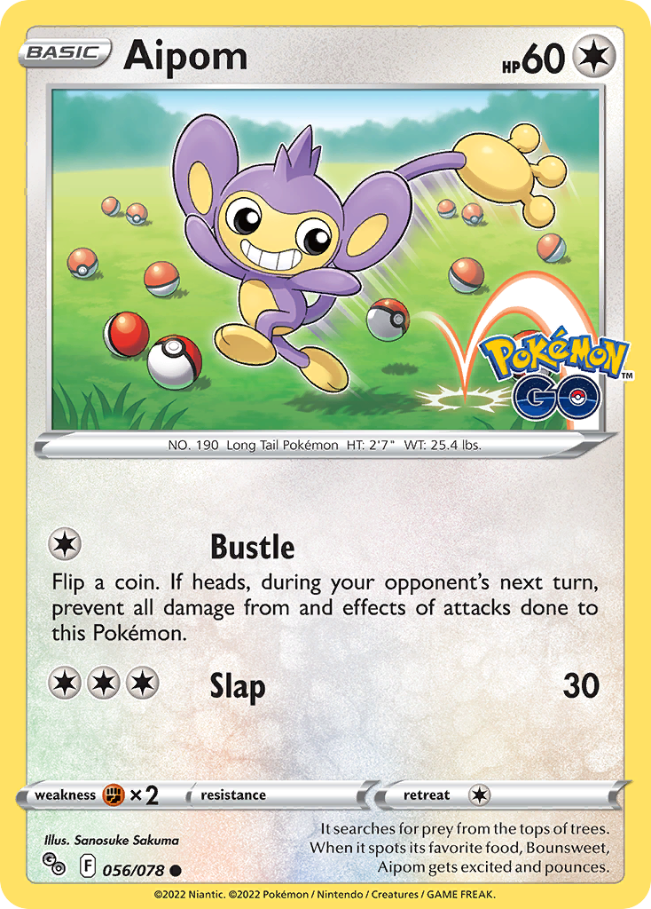 Aipom - Pokemon Go 056/078 - Near Mint