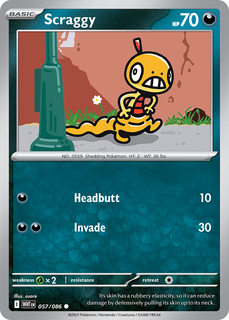 Scraggy (Poke Ball Pattern) - White Flare 057/086 (Foil) - Near Mint