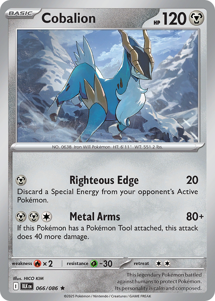 Cobalion - Black Bolt 066/086 (Foil) - Near Mint