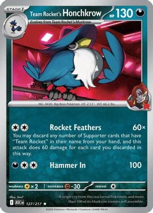Team Rocket's Honchkrow (Team Rocket) - Ascended Heroes 127/217 (Foil) - Near Mint