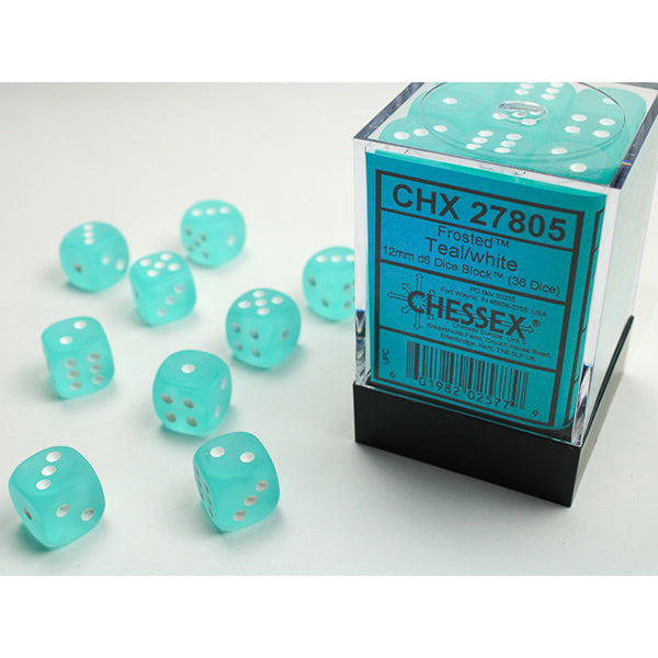 Chessex: 12mm 36 d6 Frosted: Teal/White Dice