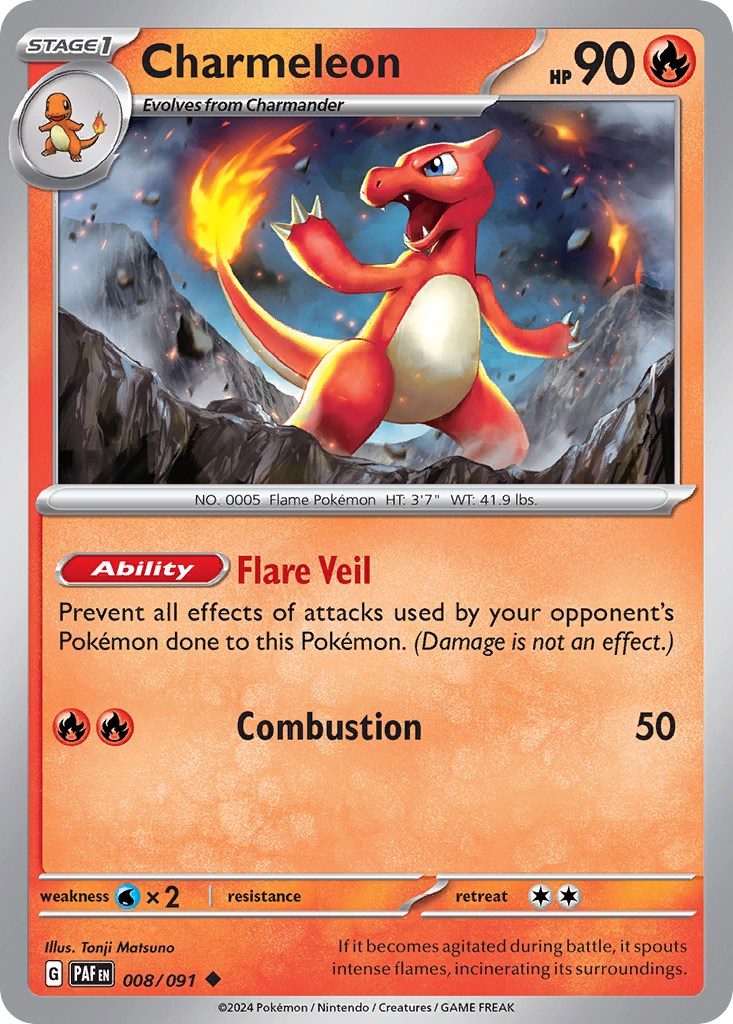 Charmeleon - Paldean Fates 008/091 - Near Mint