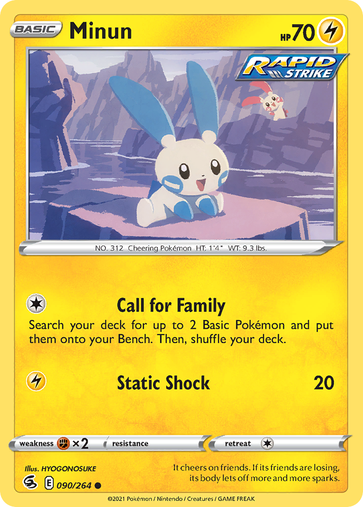 Minun - Fusion Strike 090/264 - Near Mint
