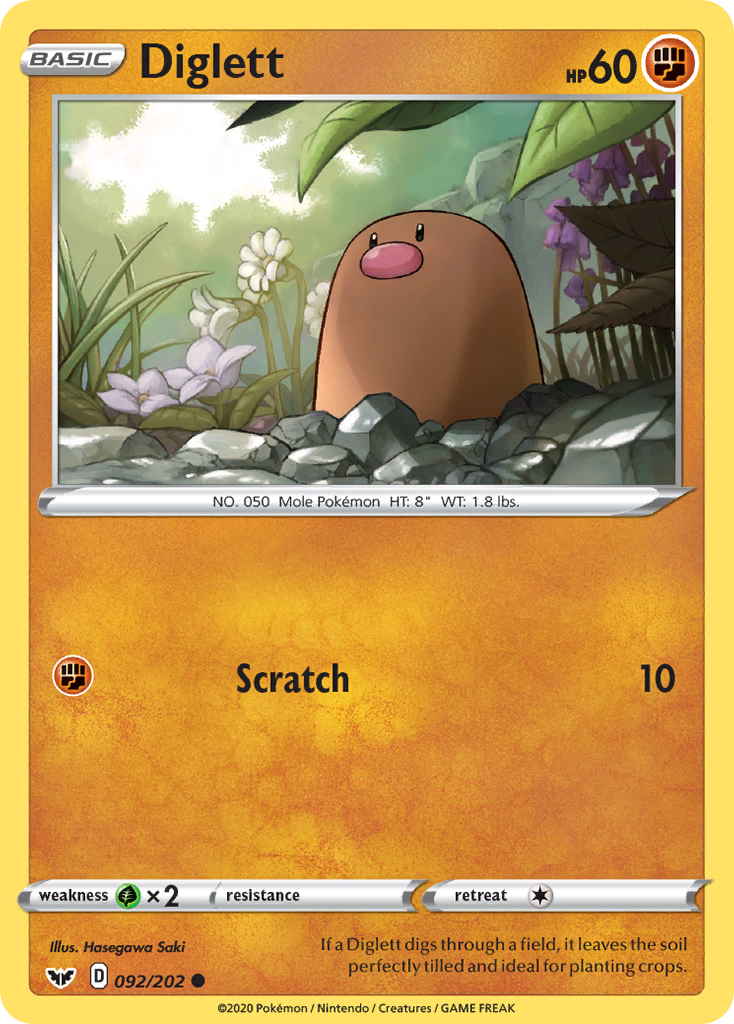 Diglett - Sword & Shield Base Set 092/202 - Near Mint