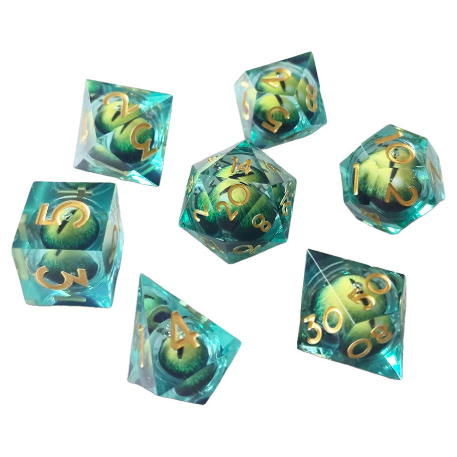7-Set ICU Liquid Core Green Dice