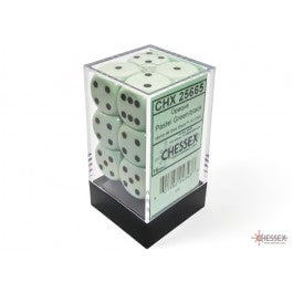 Chessex Opaque 16mm d6 Pastel Green/black Dice Block(12 dice)