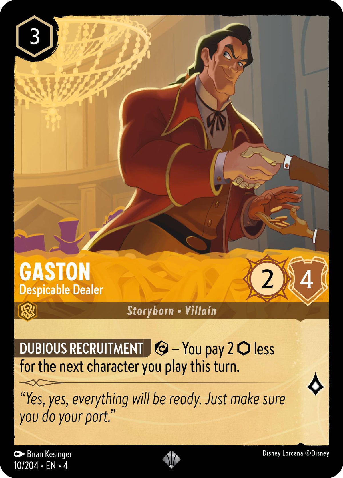 Gaston - Despicable Dealer - Ursula's Return 10/204 - Near Mint