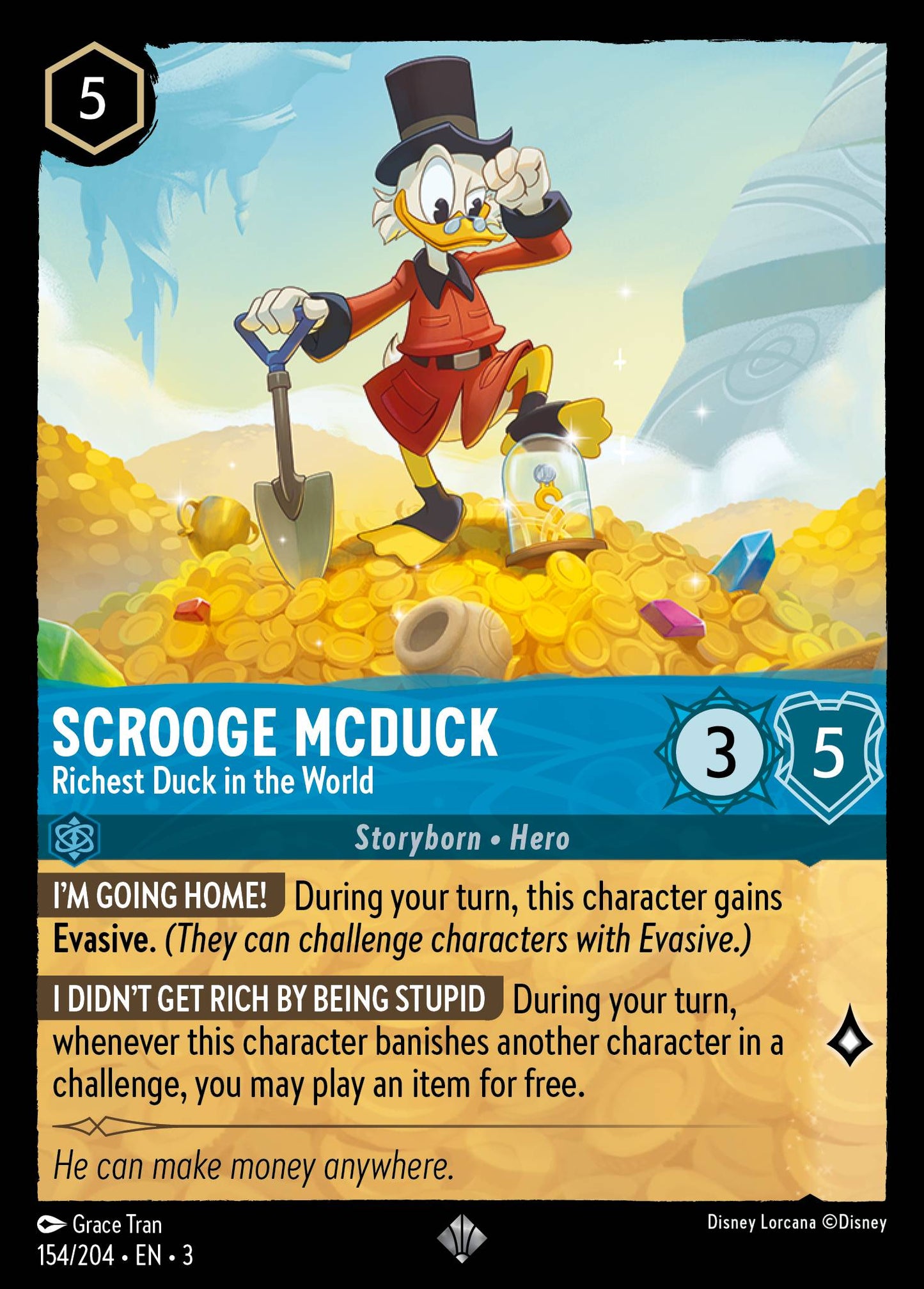 Scrooge McDuck - Richest Duck in the World - Into the Inklands 154/204 (Foil) - Near Mint