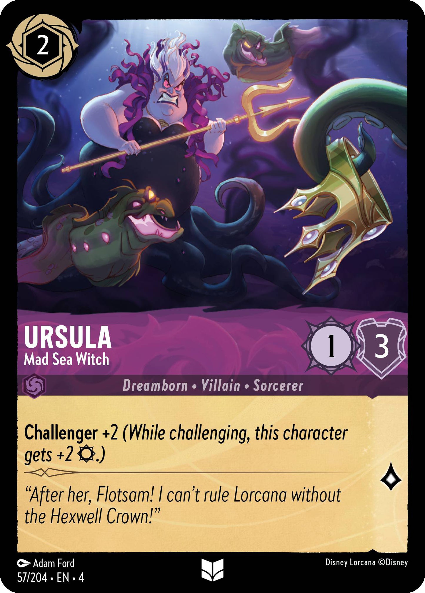 Ursula - Mad Sea Witch - Ursula's Return 57/204 (Foil) - Near Mint