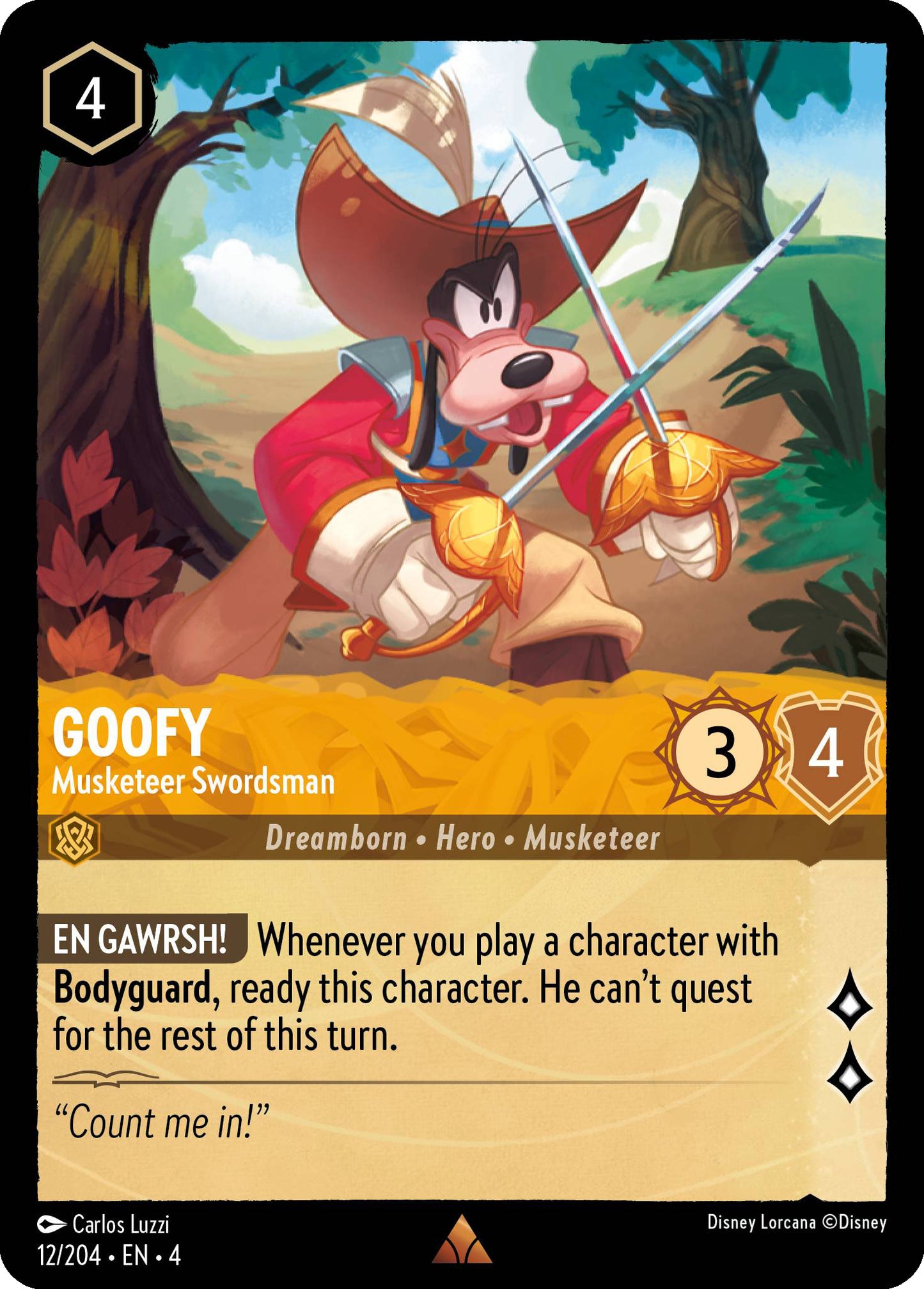 Goofy - Musketeer Swordsman - Ursula's Return 12/204 (Foil) - Near Mint