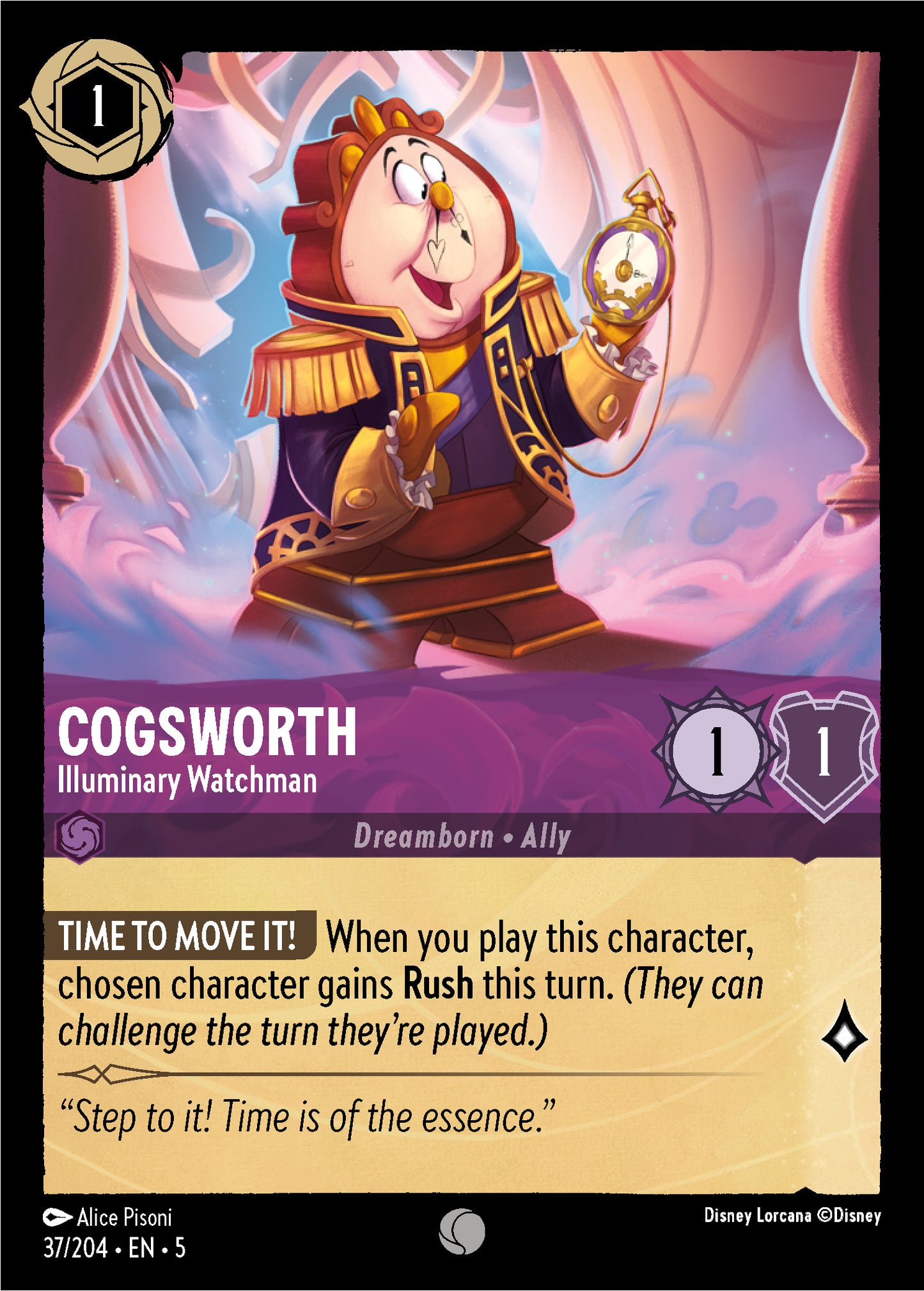 Cogsworth - Illuminary Watchman - Shimmering Skies 37/204 (Foil) - Near Mint - Ungraded